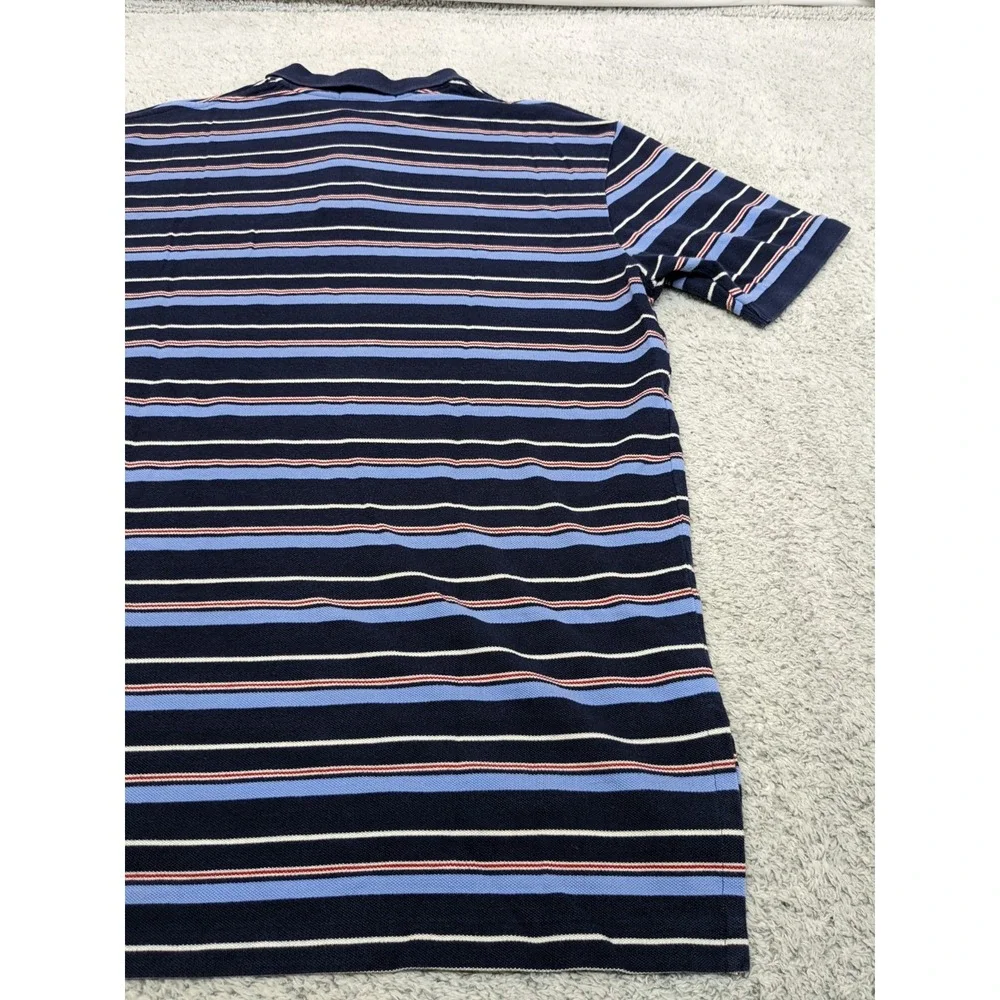 Polo Ralph Lauren Striped Polo Shirt Navy Blue Red Yellow Pony Logo Preppy Large